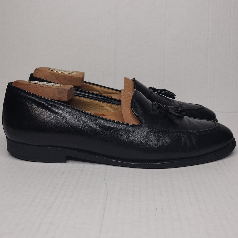 Gucci Men's Black Leather Tassel Slip On Dress Loafers Size 9.5 - Picture 3 of 15